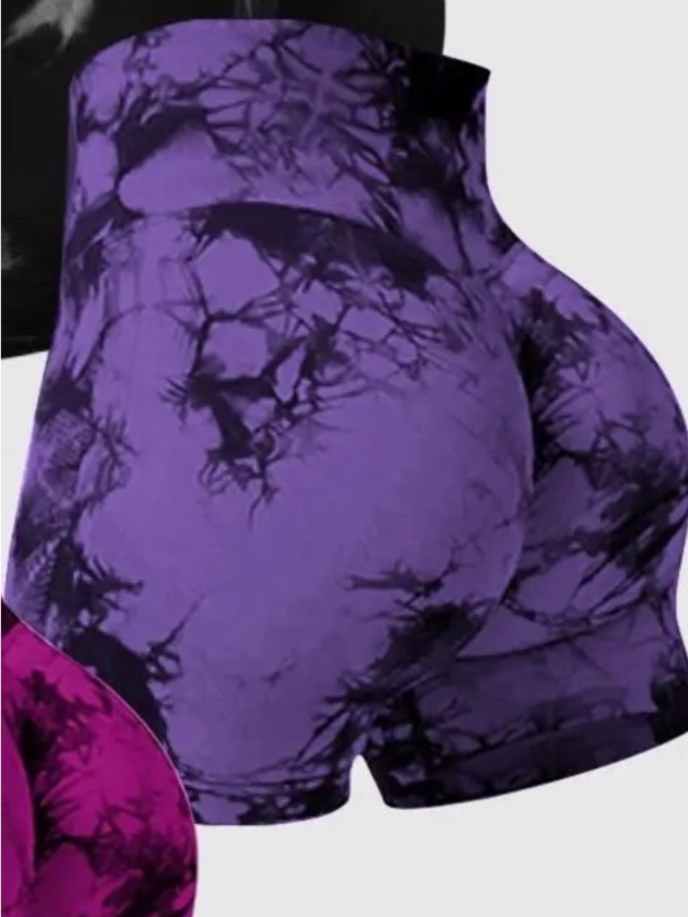 Tie-Dye fitted rutched viral bike Shorts Lavender purple Black XL TikTok